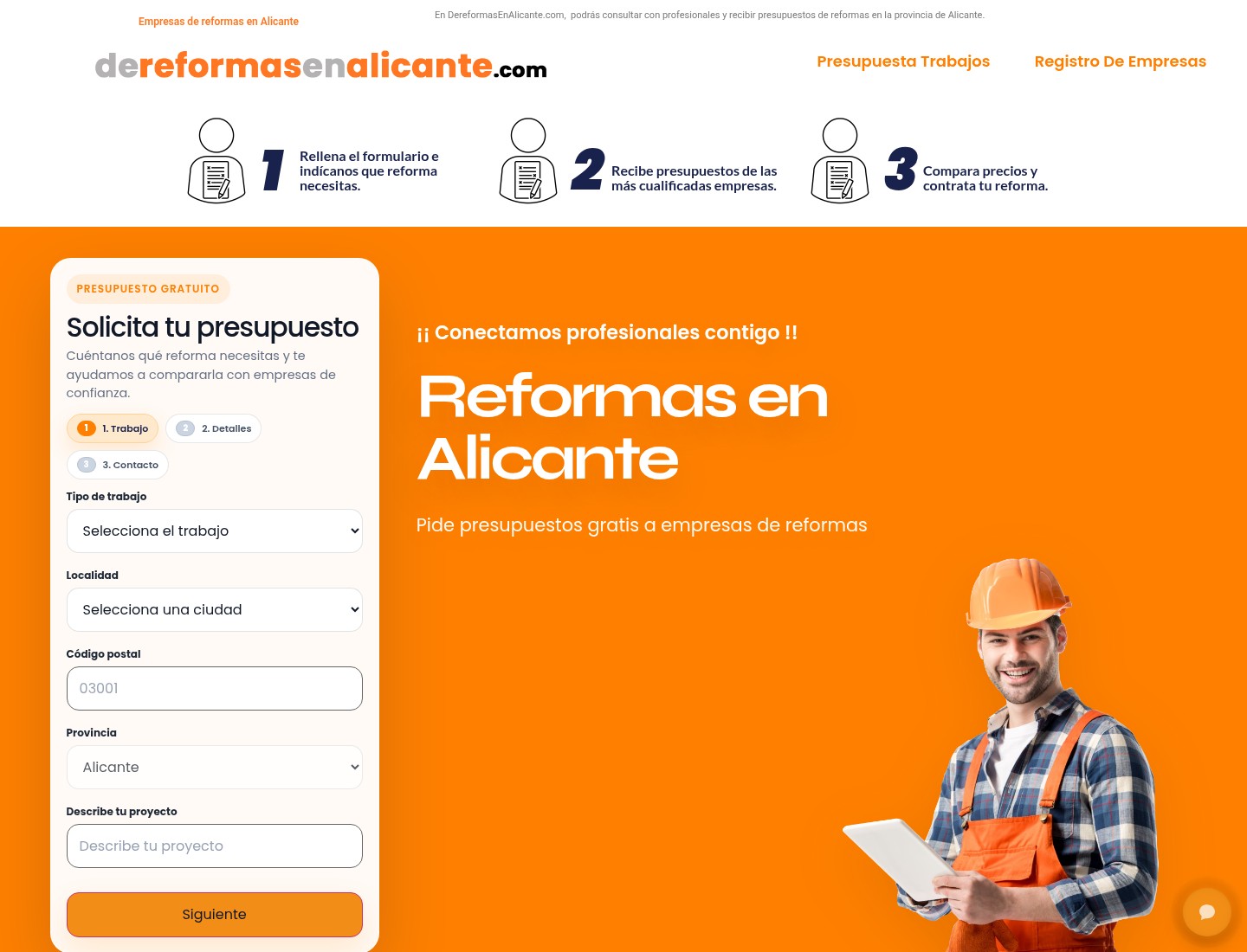 Paso inicial para pedir presupuesto