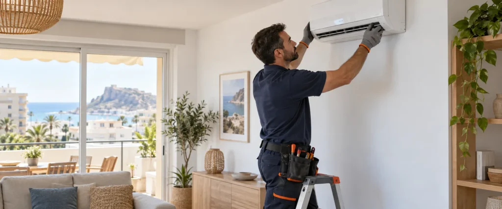 Instalación profesional de aire acondicionado en una vivienda