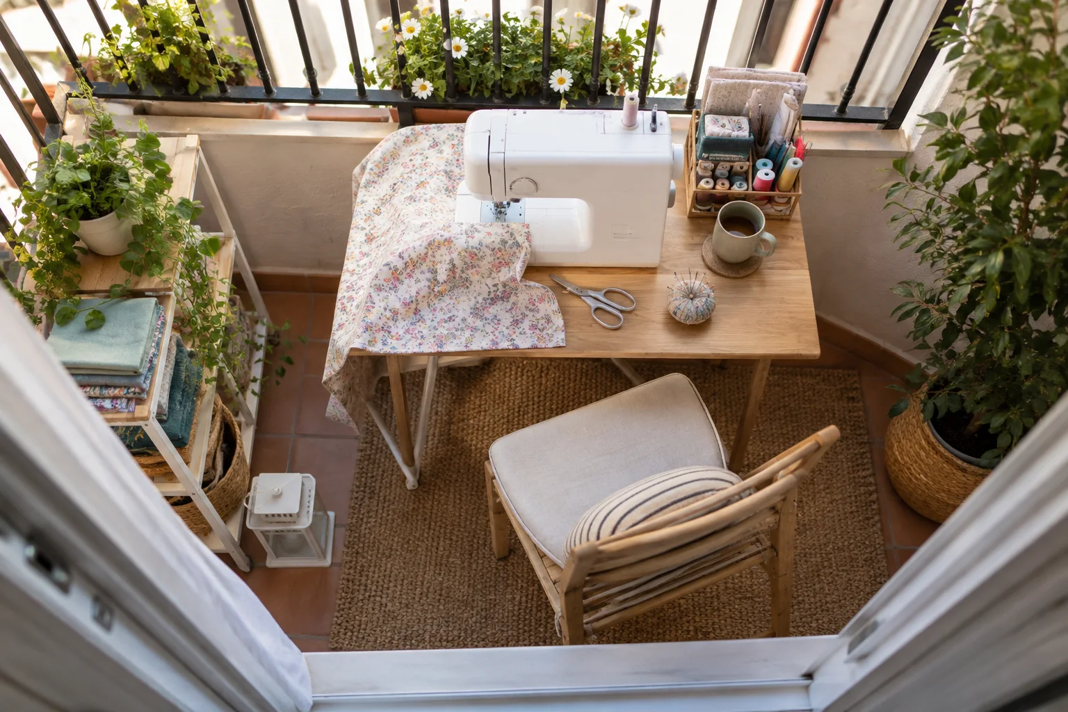 Detalle de convierte tu pequeño balcón en un cuarto de costura en Alicante Detalle de convierte tu pequeño balcón en un cuarto de costura en Alicante