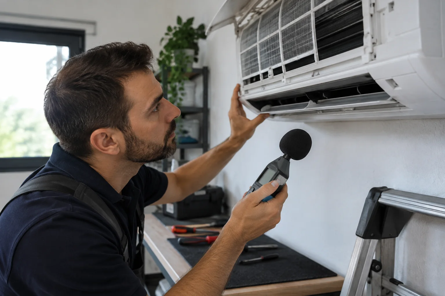 Detalle de el ruido en los aires acondicionados en Alicante