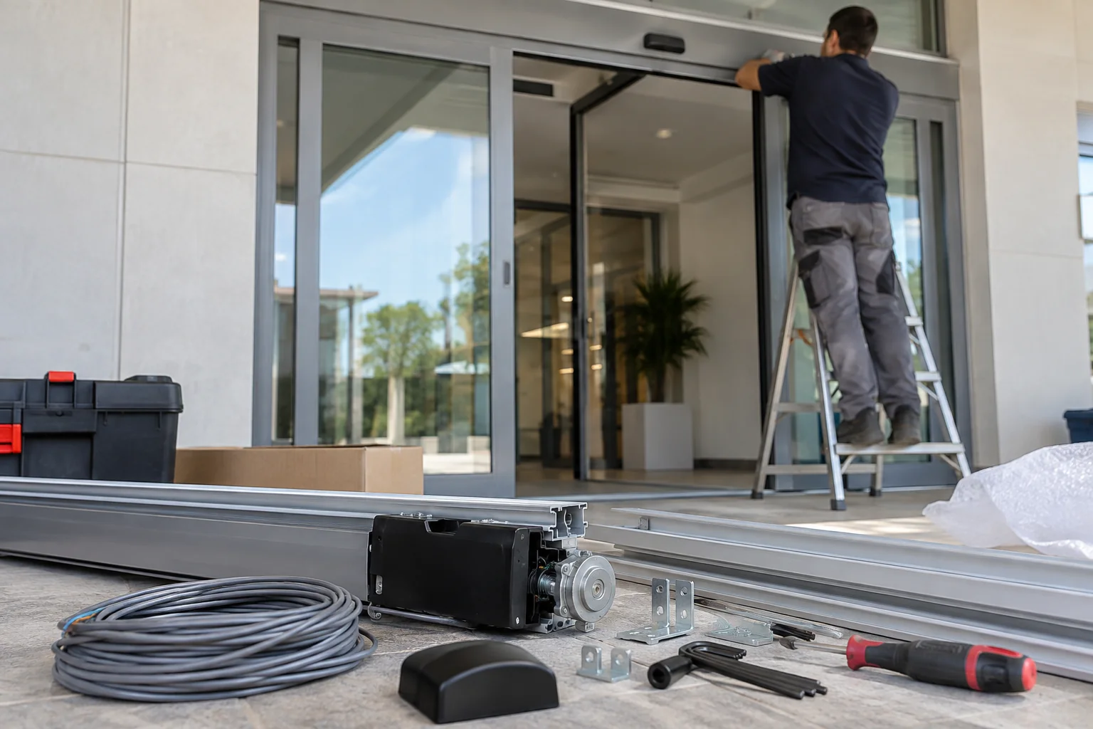Detalle de cómo instalar una puerta automática en Alicante Detalle de cómo instalar una puerta automática en Alicante