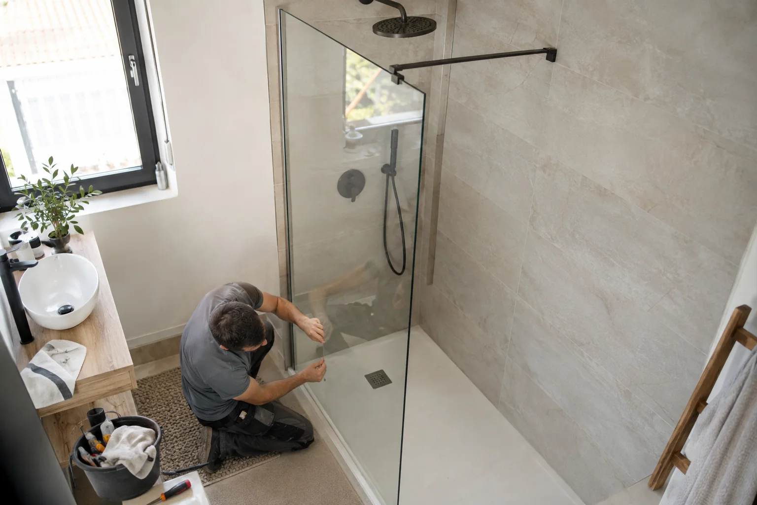 Detalle de mamparas de ducha fijas: Elegancia y funcionalidad en tu baño Detalle de mamparas de ducha fijas: Elegancia y funcionalidad en tu baño