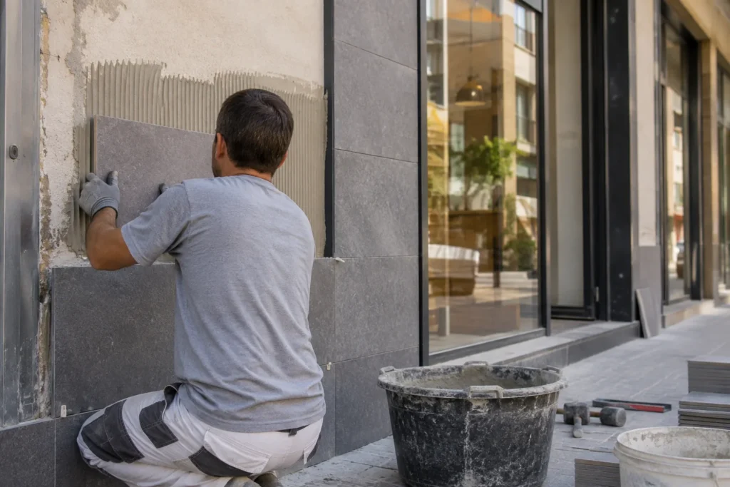 Reformas en la fachada de un negocio en Alicante